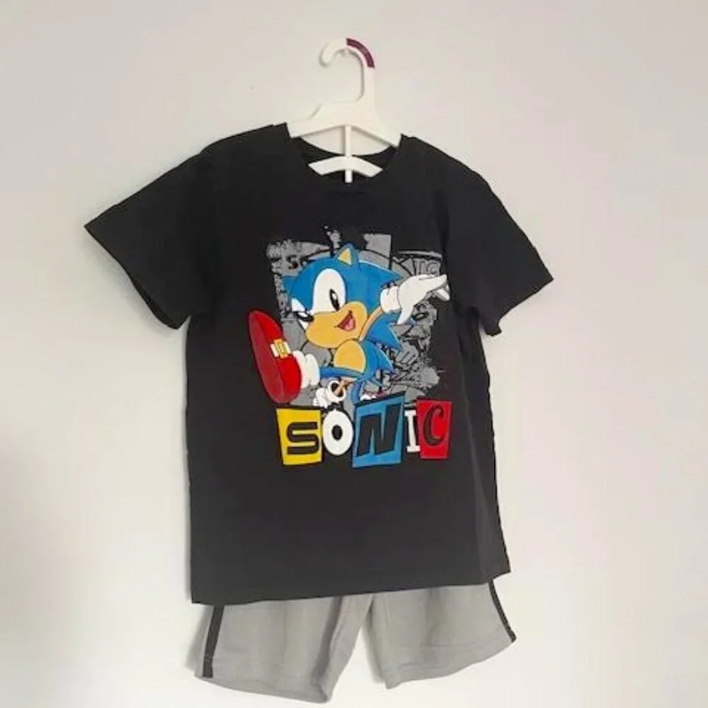SEGA Sonic the Hedgehog 2-Piece Outfit Set – Size 7/8 – Black & Gray